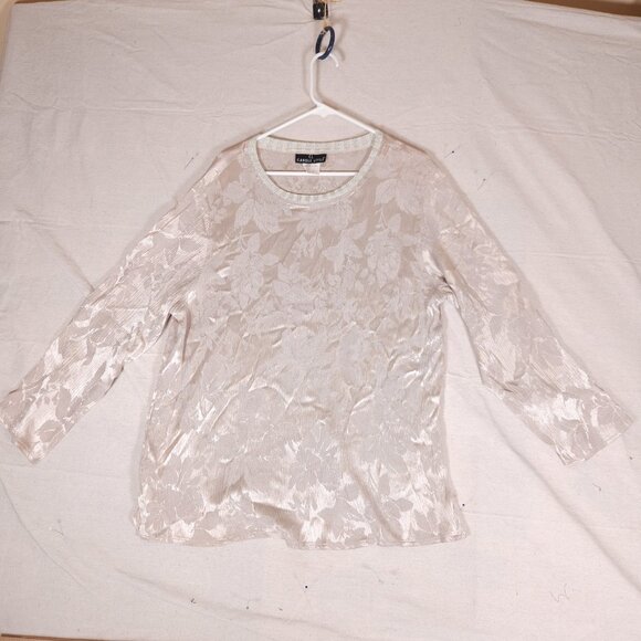 Carole Little Button Blouse Womens Size 14 Long Sleeve Floral Shiny Textured USA - Picture 8 of 14